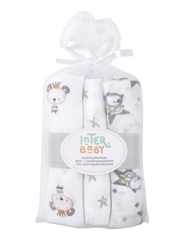 Gasa 80X80  Pack 3 Gris