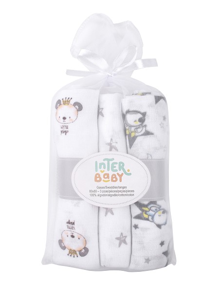 Gasa 80X80  Pack 3 Gris