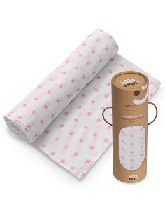 Muselina 1. 20 x 1. 20  Mod Star Bco/Rosa