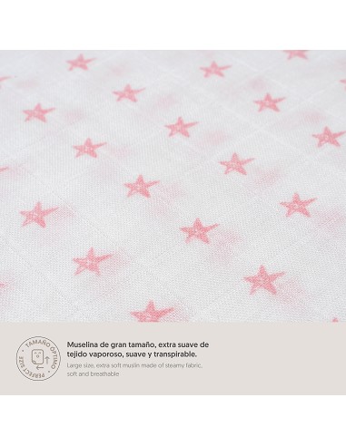 Muselina 1. 20 x 1. 20  Mod Star Bco/Rosa
