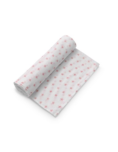 Muselina 1. 20 x 1. 20  Mod Star Bco/Rosa