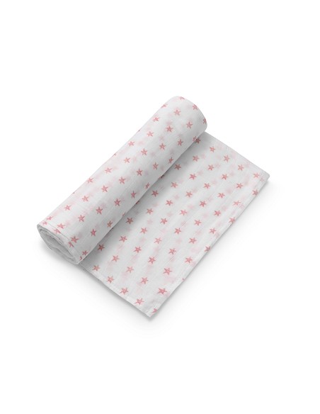 Muselina 1. 20 x 1. 20  Mod Star Bco/Rosa