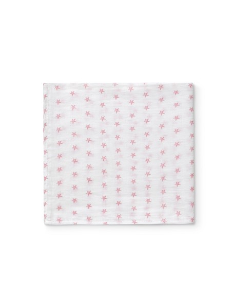 Muselina 1. 20 x 1. 20  Mod Star Bco/Rosa