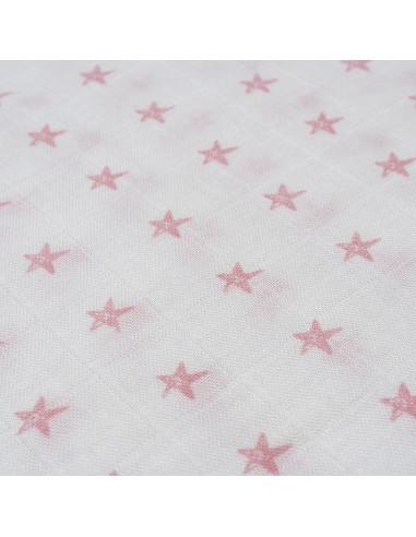 Muselina 1. 20 x 1. 20  Mod Star Bco/Rosa
