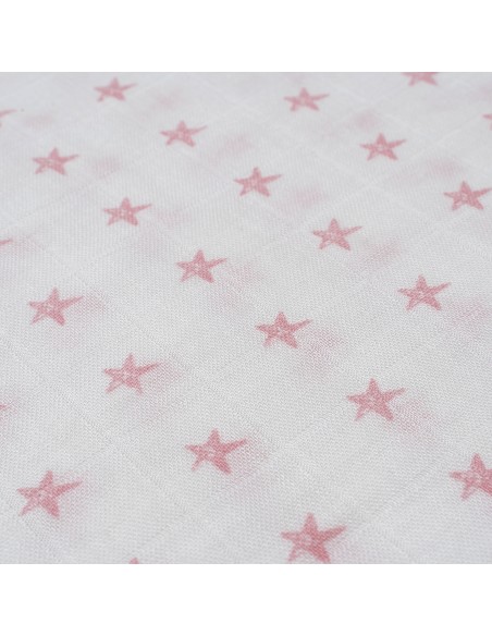 Muselina 1. 20 x 1. 20  Mod Star Bco/Rosa