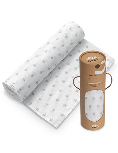 Muselina 1. 20 x 1. 20  Mod Star Bco/Gris