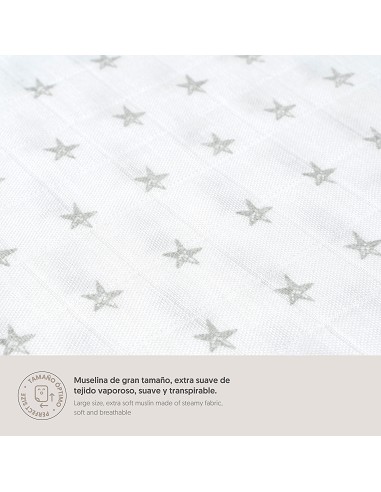 Muselina 1. 20 x 1. 20  Mod Star Bco/Gris