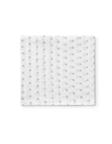Muselina 1. 20 x 1. 20  Mod Star Bco/Gris