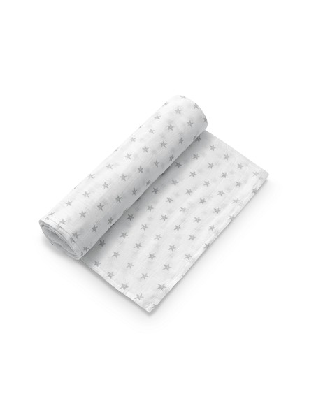 Muselina 1. 20 x 1. 20  Mod Star Bco/Gris