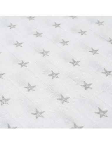 Muselina 1. 20 x 1. 20  Mod Star Bco/Gris