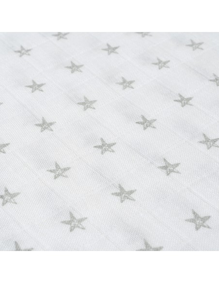 Muselina 1. 20 x 1. 20  Mod Star Bco/Gris