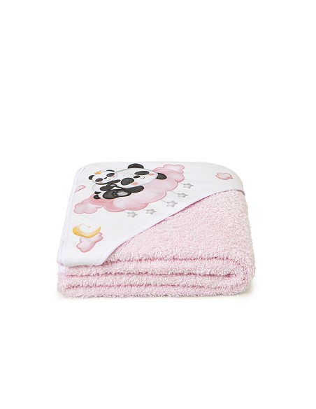 Capa de Baño 1 x 1 Mt Mod  Panda Nube Rosa