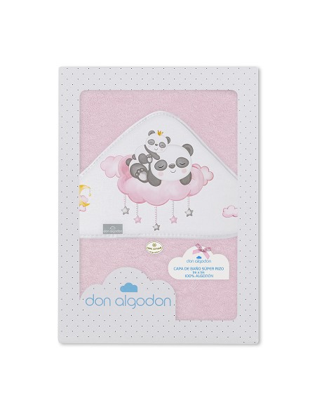 Capa de Baño 1 x 1 Mt Mod  Panda Nube Rosa