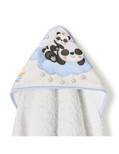 Capa de Baño 1 x 1 Mt Mod  Panda Nube Bco/Azul