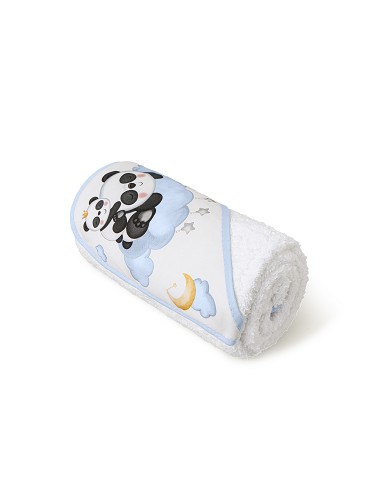 Capa de Baño 1 x 1 Mt Mod  Panda Nube Bco/Azul