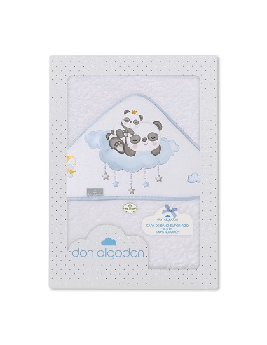Capa de Baño 1 x 1 Mt Mod  Panda Nube Bco/Azul