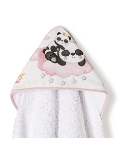 Capa de Baño 1 x 1 Mt Mod  Panda Nube Bco/Rosa