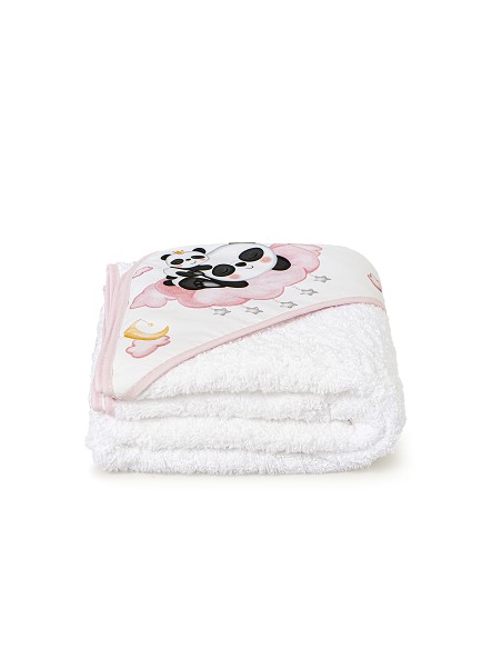 Capa de Baño 1 x 1 Mt Mod  Panda Nube Bco/Rosa