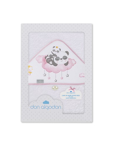 Capa de Baño 1 x 1 Mt Mod  Panda Nube Bco/Rosa