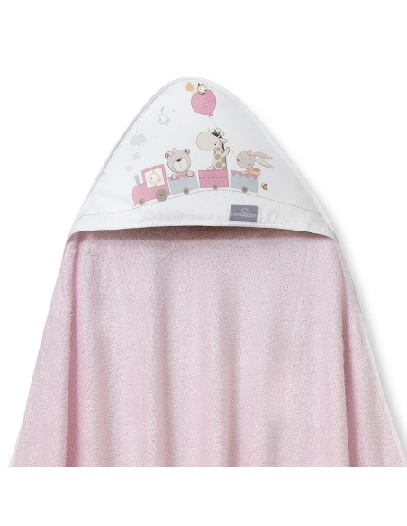 Capa de Baño 1X1 Bambu Mod. Jirafa Tren Rosa