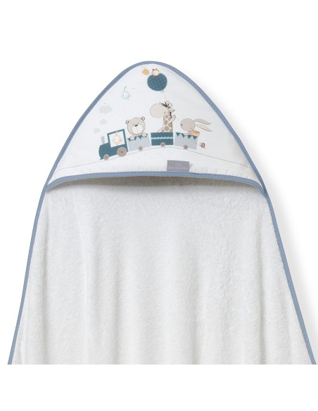 Capa de Baño 1X1 Bambu Mod. Jirafa Tren Bco/Azul
