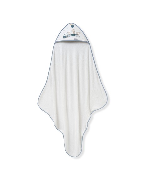 Capa de Baño 1X1 Bambu Mod. Jirafa Tren Bco/Azul