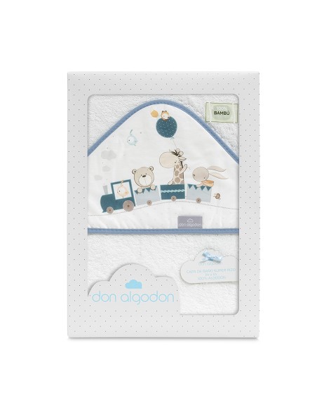 Capa de Baño 1X1 Bambu Mod. Jirafa Tren Bco/Azul