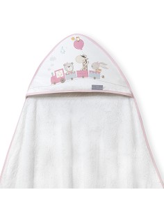 Capa de Baño 1X1 Bambu Mod. Jirafa Tren Bco/Rosa