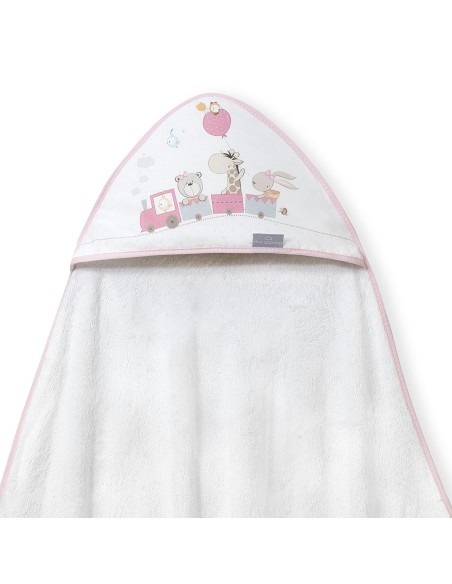 Capa de Baño 1X1 Bambu Mod. Jirafa Tren Bco/Rosa