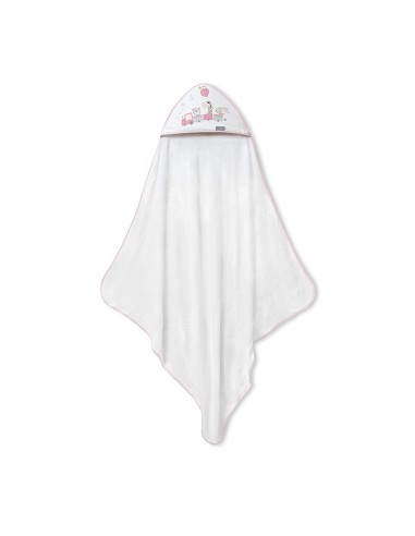 Capa de Baño 1X1 Bambu Mod. Jirafa Tren Bco/Rosa