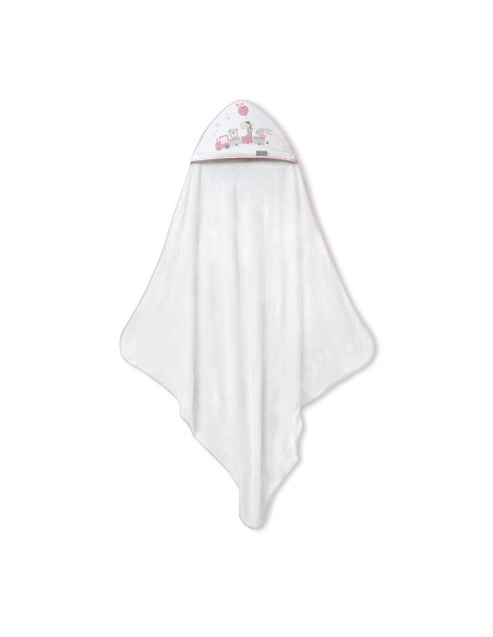 Capa de Baño 1X1 Bambu Mod. Jirafa Tren Bco/Rosa