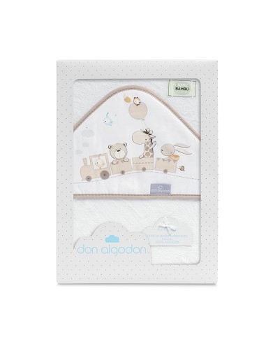 Capa de Baño 1X1 Bambu Mod. Jirafa Tren Bco/Beig