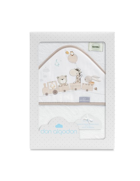 Capa de Baño 1X1 Bambu Mod. Jirafa Tren Bco/Beig