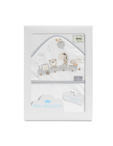 Capa de Baño 1X1 Bambu Mod. Jirafa Tren Bco/Gris