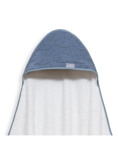 Capa de Baño 1X1 Mod Estrellas Muselina Bco/Petroleo