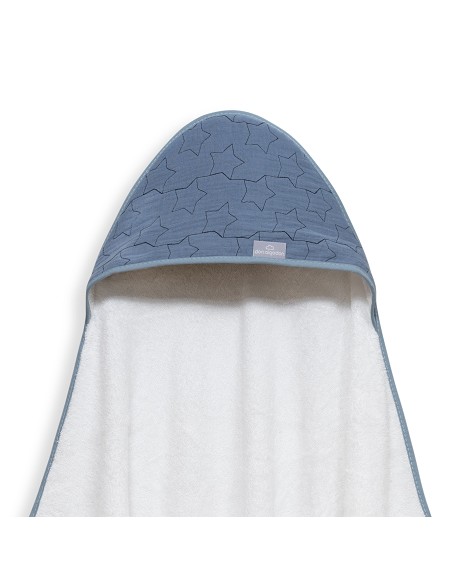 Capa de Baño 1X1 Mod Estrellas Muselina Bco/Petroleo