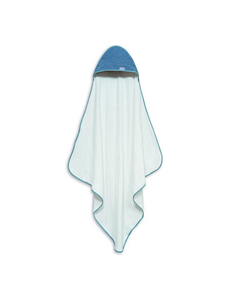 Capa de Baño 1X1 Mod Estrellas Muselina Bco/Petroleo