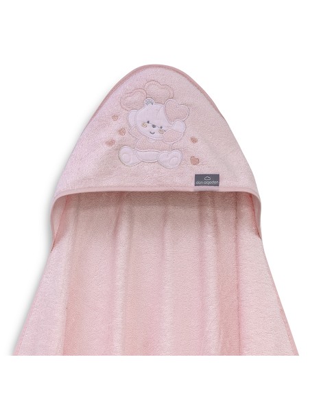 Capa de Baño 1X1 Bambu D. Algodon Oso Corazones Rosa