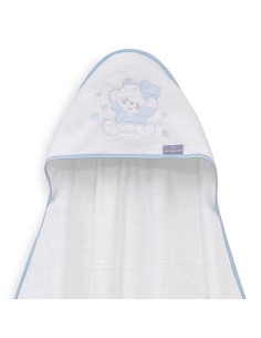 Capa de Baño 1X1 Bambu D. Algodon Oso Corazones Bco/Azul