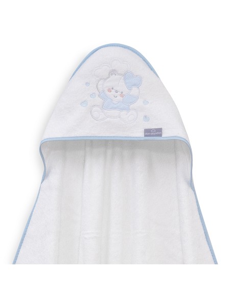 Capa de Baño 1X1 Bambu D. Algodon Oso Corazones Bco/Azul