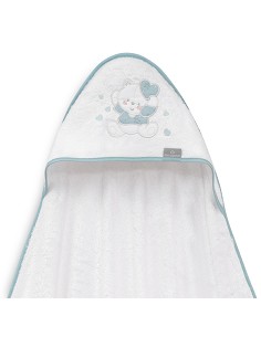 Capa de Baño 1X1 Bambu D. Algodon Oso Corazones Bco/Verde