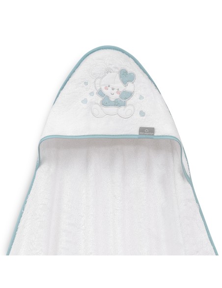 Capa de Baño 1X1 Bambu D. Algodon Oso Corazones Bco/Verde