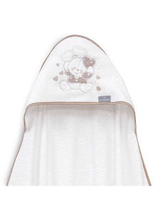 Capa de Baño 1X1 Bambu D. Algodon Oso Corazones Bco/Beig