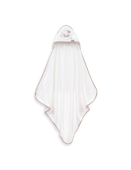 Capa de Baño 1X1 Bambu D. Algodon Oso Corazones Bco/Beig