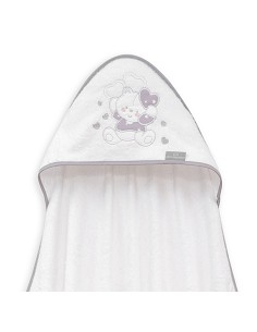 Capa de Baño 1X1 Bambu D. Algodon Oso Corazones Bco/Gris