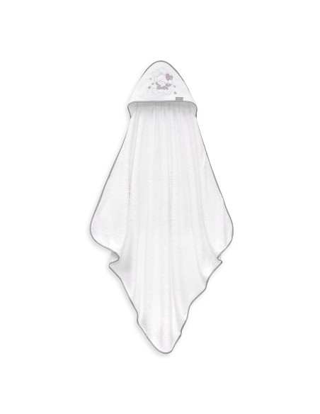 Capa de Baño 1X1 Bambu D. Algodon Oso Corazones Bco/Gris