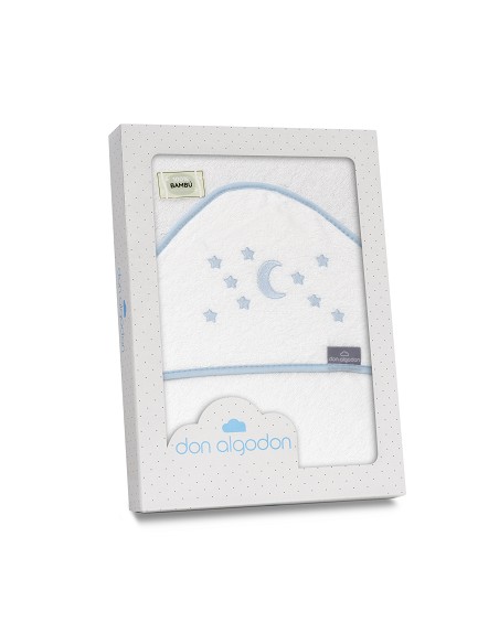 Capa de Baño 1X1 Bambu D. Algodon Luna Estrellas Bco/Azul