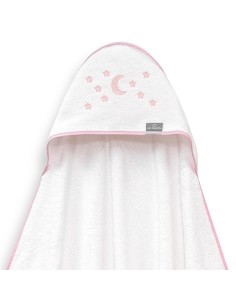 Capa de Baño 1X1 Bambu D. Algodon Luna Estrellas Bco/Rosa