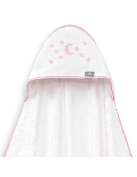 Capa de Baño 1X1 Bambu D. Algodon Luna Estrellas Bco/Rosa