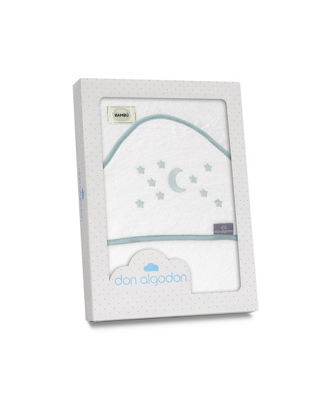 Capa de Baño 1X1 Bambu D. Algodon Luna Estrellas Bco/Verde